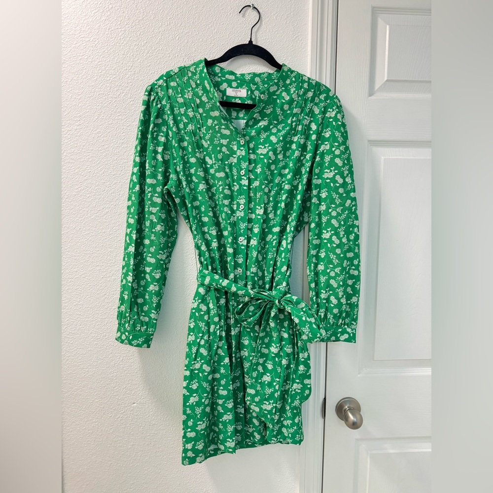 UNTUCKit for Her Dress Green Floral Virginia Picnic Long Sleeve Preppy size 12